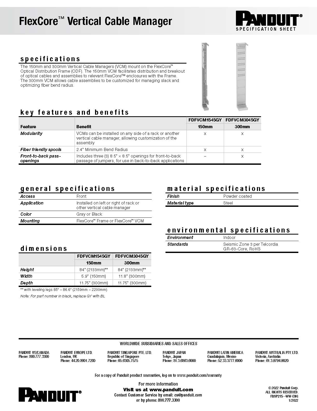 Image of FlexCore Vertical Cable Manager Spec Sheet
